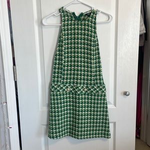 Zara Green Tweed Halter Neck Dress